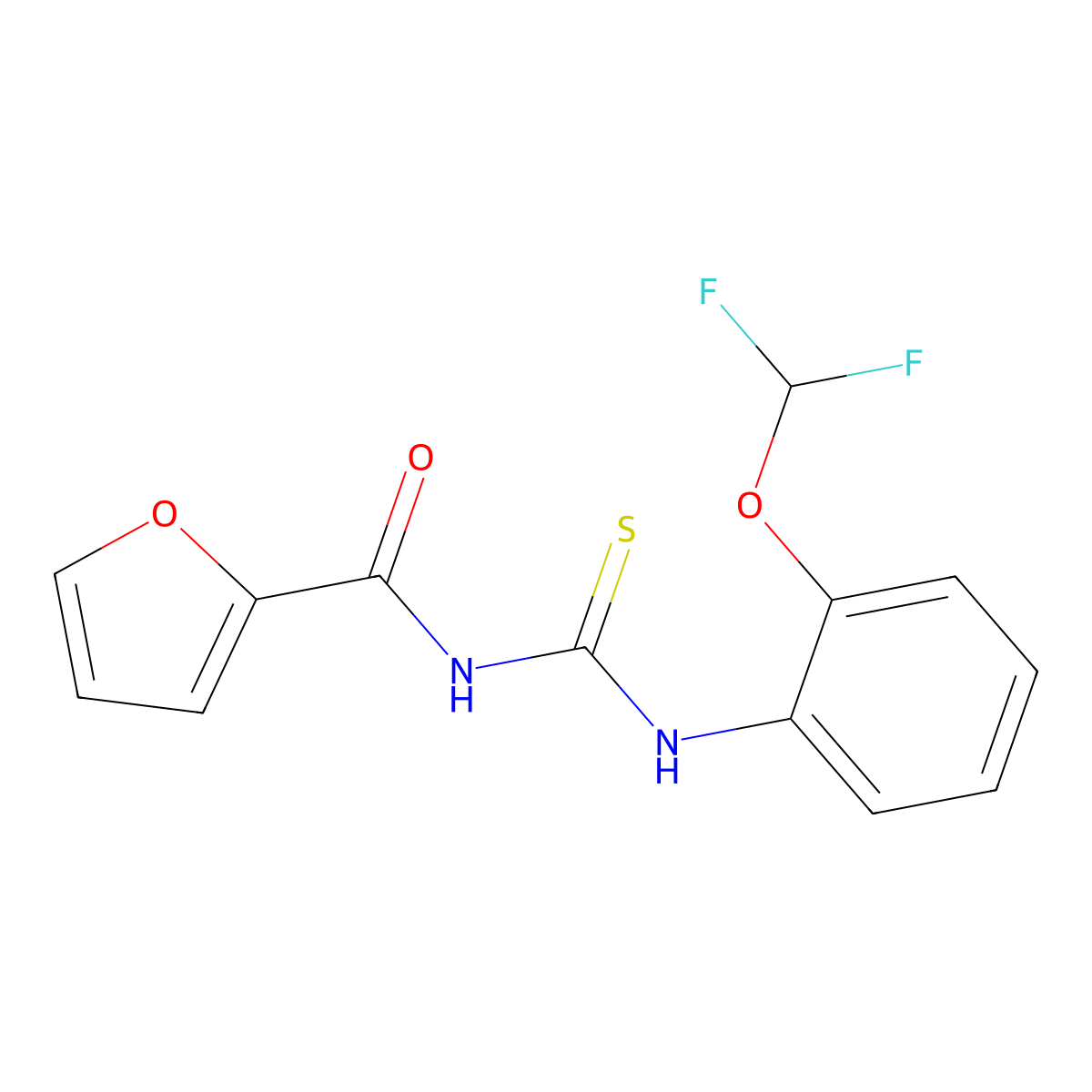 N-[2-(difluoromethoxy)phenyl]-N'-(2-furoyl)thiourea molecular structure, CAS 674816-79-6