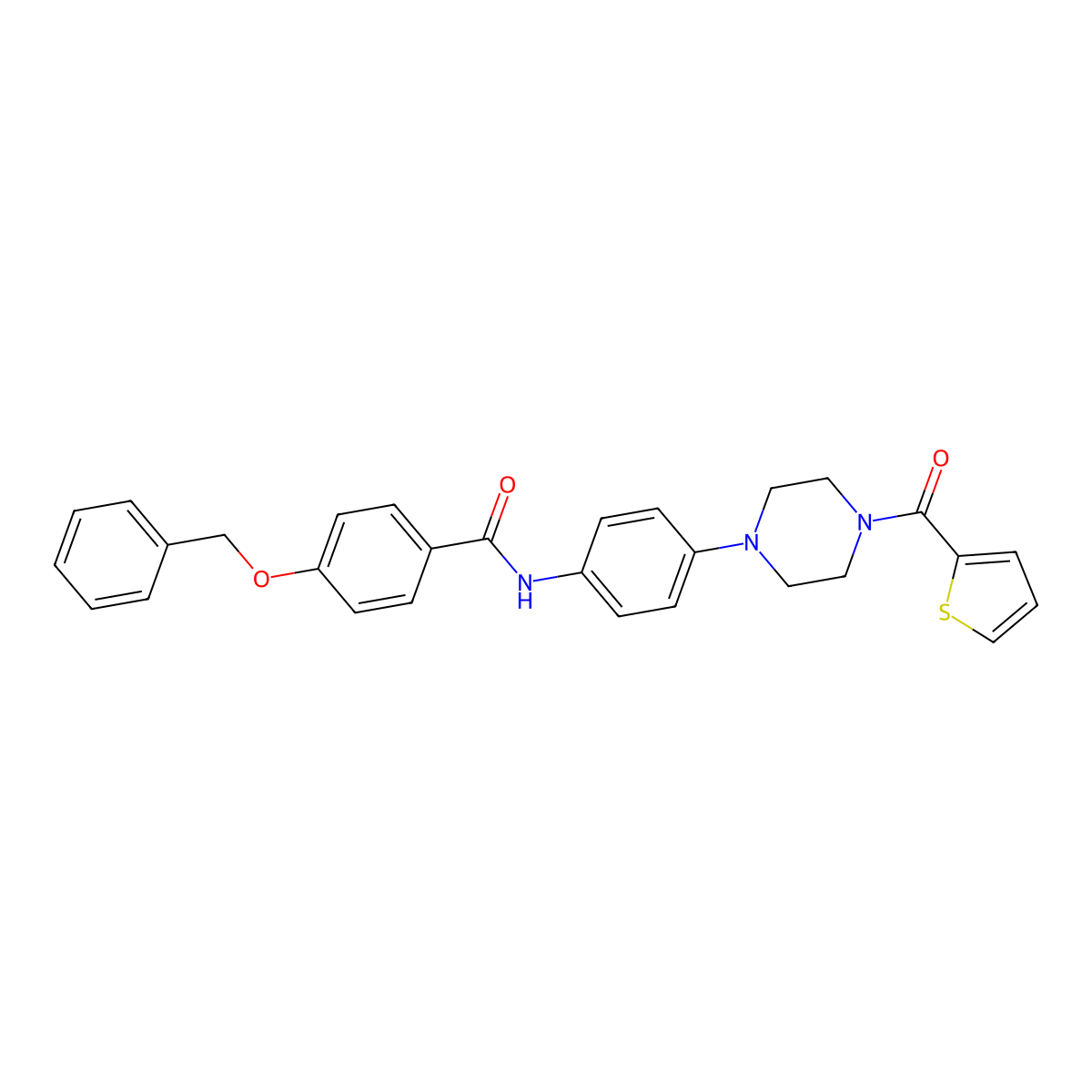 4-phenylmethoxy-N-[4-[4-(thiophene-2-carbonyl)piperazin-1-yl]phenyl]benzamide molecular structure, CAS 674817-07-3