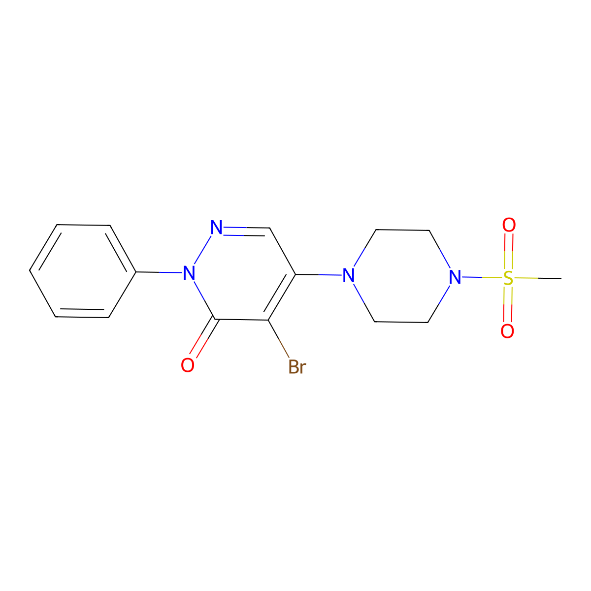 4-Bromo-5-(4-methylsulfonylpiperazin-1-yl)-2-phenylpyridazin-3-one molecular structure, CAS 674817-56-2