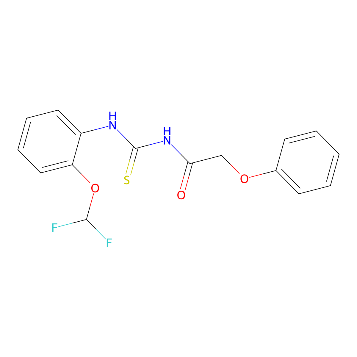 N-[[2-(difluoromethoxy)phenyl]carbamothioyl]-2-phenoxyacetamide molecular structure, CAS 674817-66-4