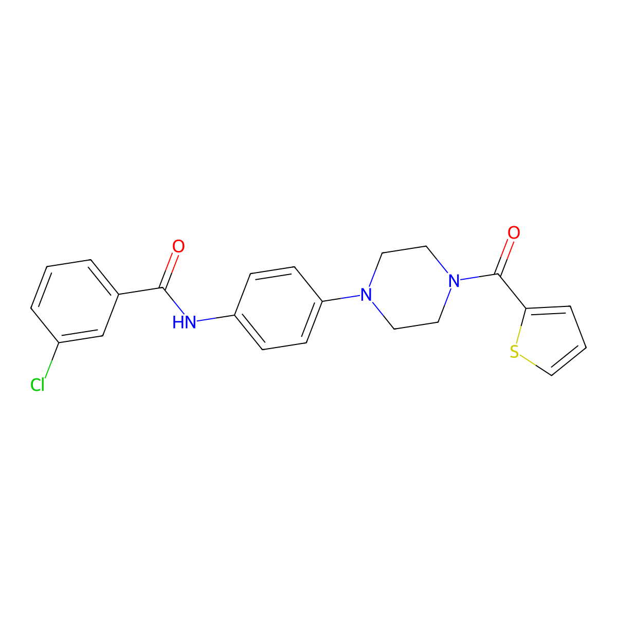 3-chloro-N-[4-[4-(thiophene-2-carbonyl)piperazin-1-yl]phenyl]benzamide molecular structure, CAS 674817-79-9