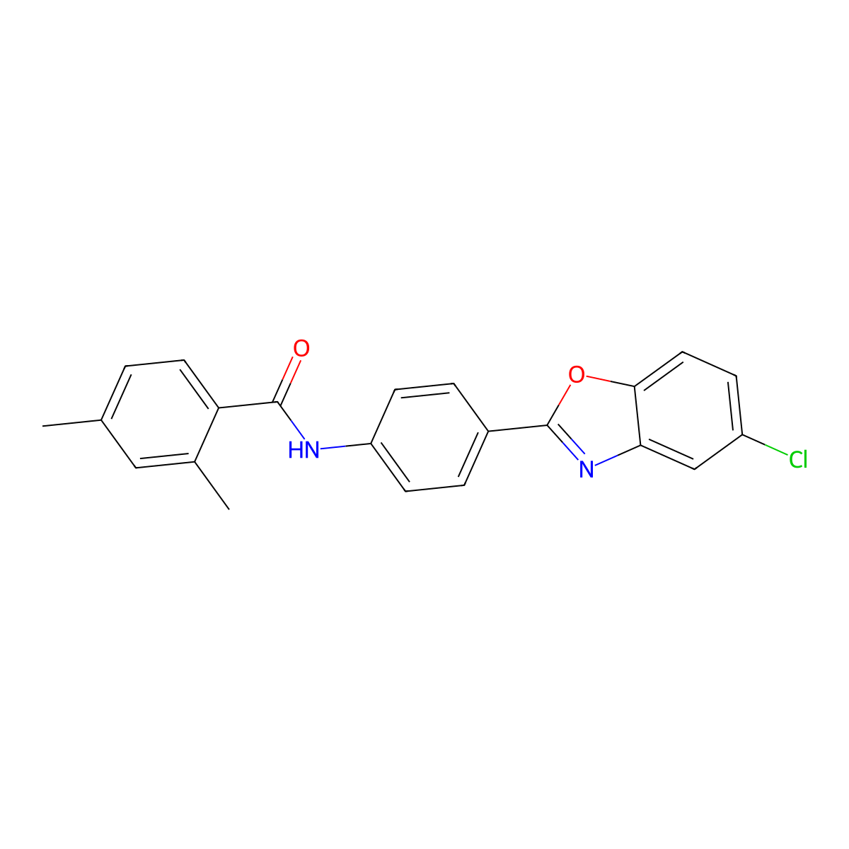 N-[4-(5-chloro-1,3-benzoxazol-2-yl)phenyl]-2,4-dimethylbenzamide molecular structure, CAS 674817-91-5