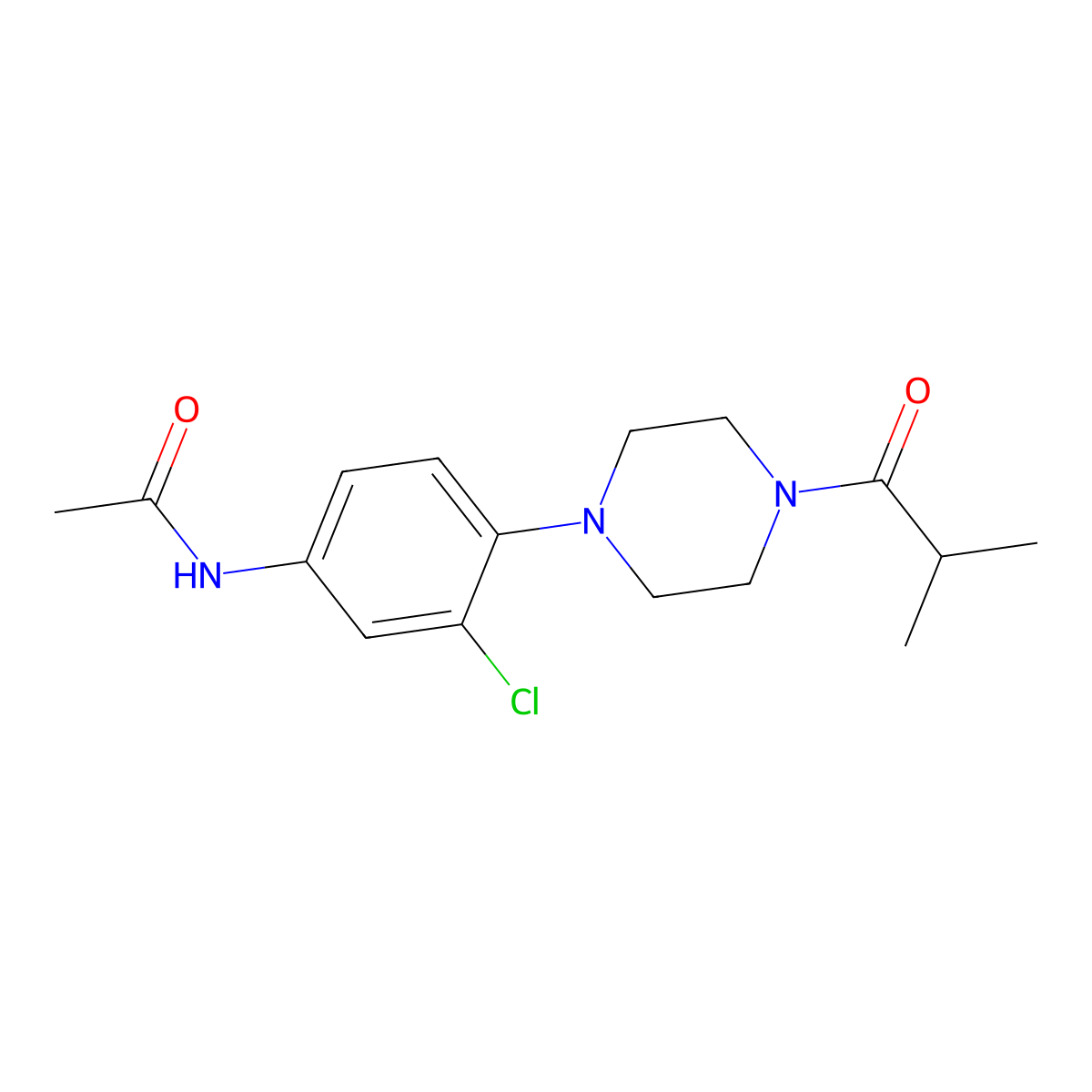 N-[3-chloro-4-[4-(2-methylpropanoyl)piperazin-1-yl]phenyl]acetamide molecular structure, CAS 674817-98-2