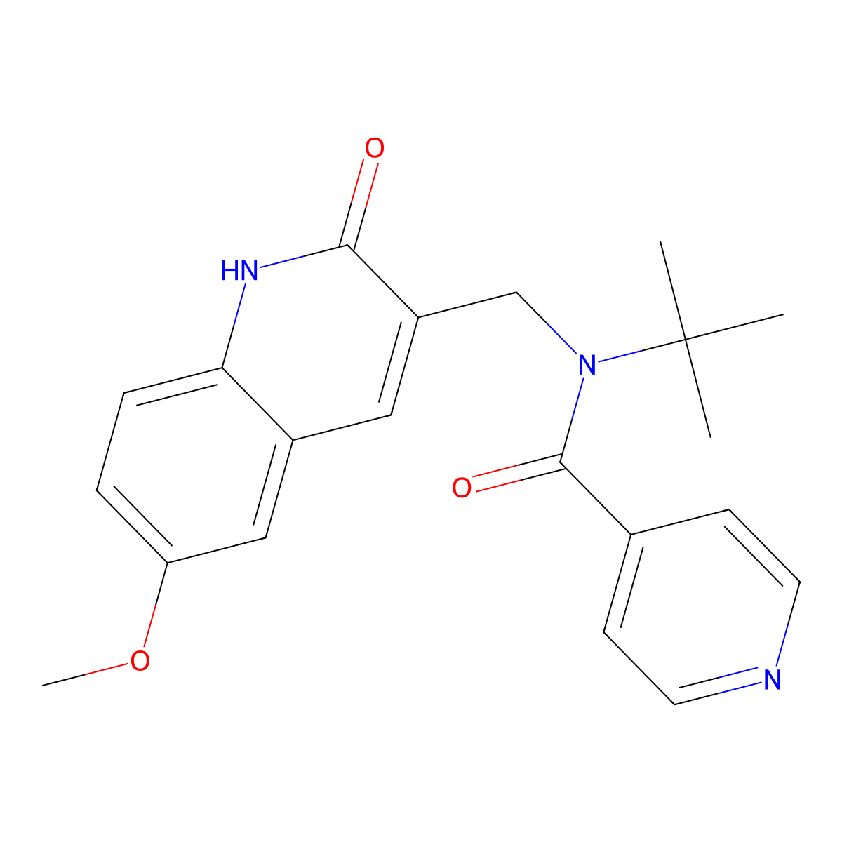 N-tert-butyl-N-[(6-methoxy-2-oxo-1H-quinolin-3-yl)methyl]pyridine-4-carboxamide molecular structure, CAS 674818-07-6