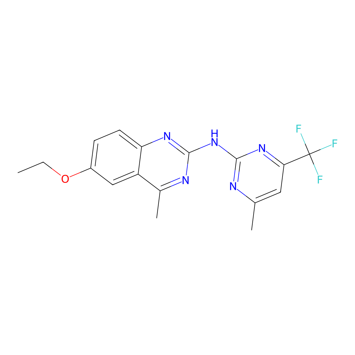6-ethoxy-4-methyl-N-[4-methyl-6-(trifluoromethyl)pyrimidin-2-yl]quinazolin-2-amine molecular structure, CAS 674818-40-7