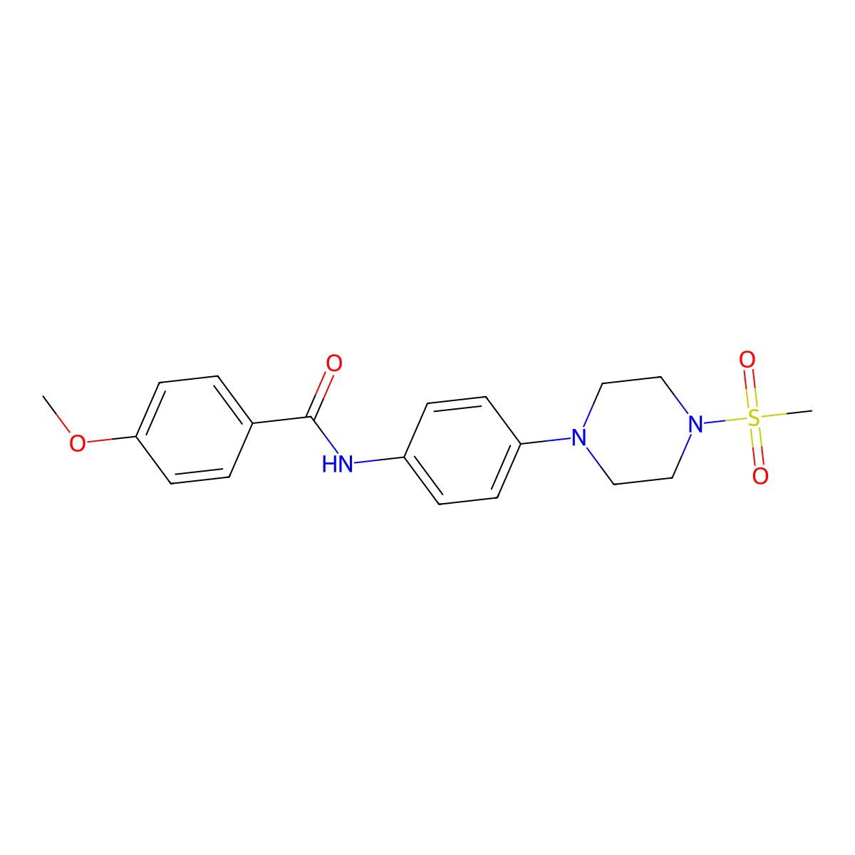 4-methoxy-N-[4-(4-methylsulfonylpiperazin-1-yl)phenyl]benzamide molecular structure, CAS 674818-62-3