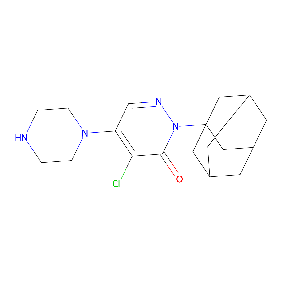 2-(1-Adamantyl)-4-chloro-5-piperazin-1-ylpyridazin-3-one molecular structure, CAS 674819-00-2
