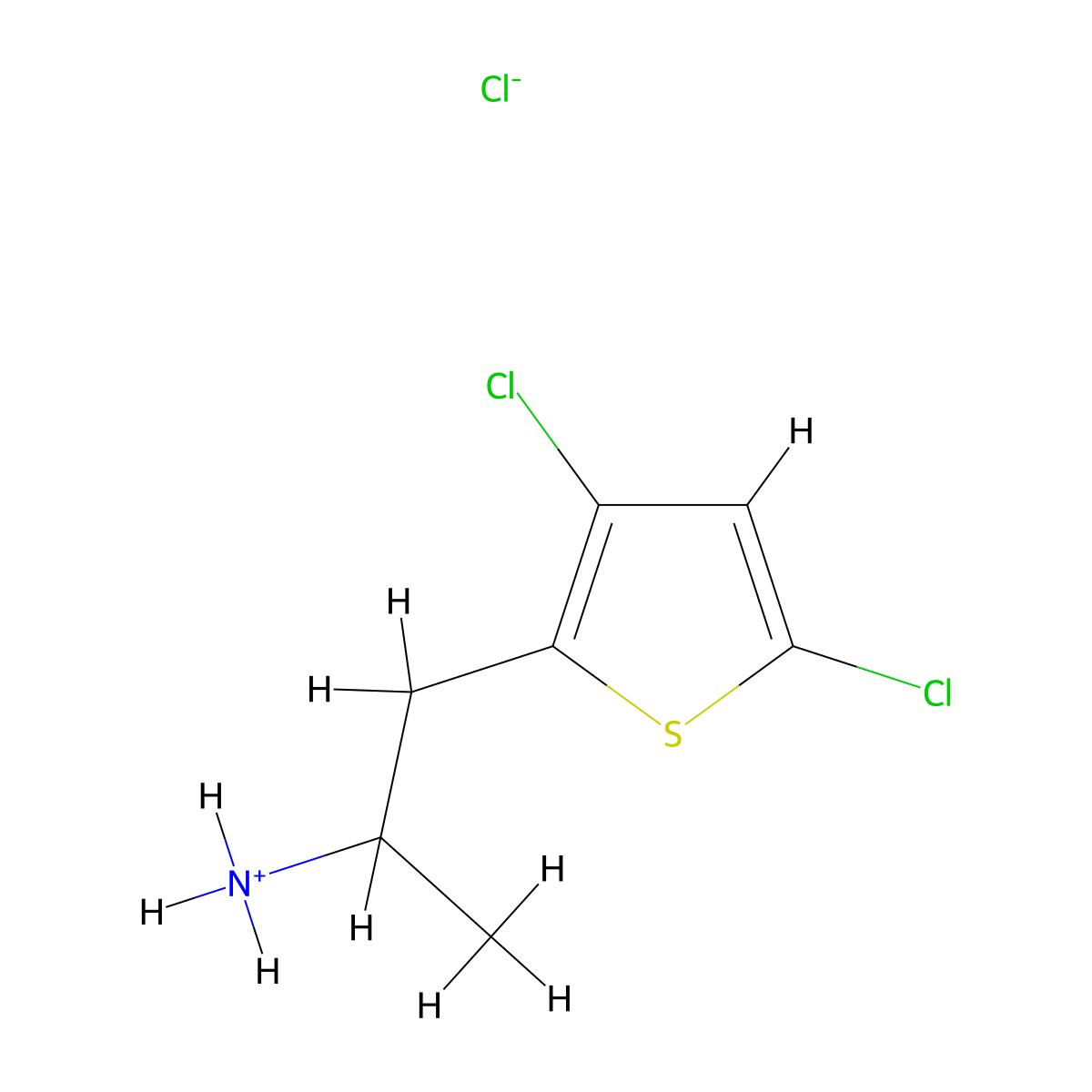 Ethylamine, 1-(3,5-dichloro-2-thenyl)-, hydrochloride molecular structure, CAS 67482-63-7