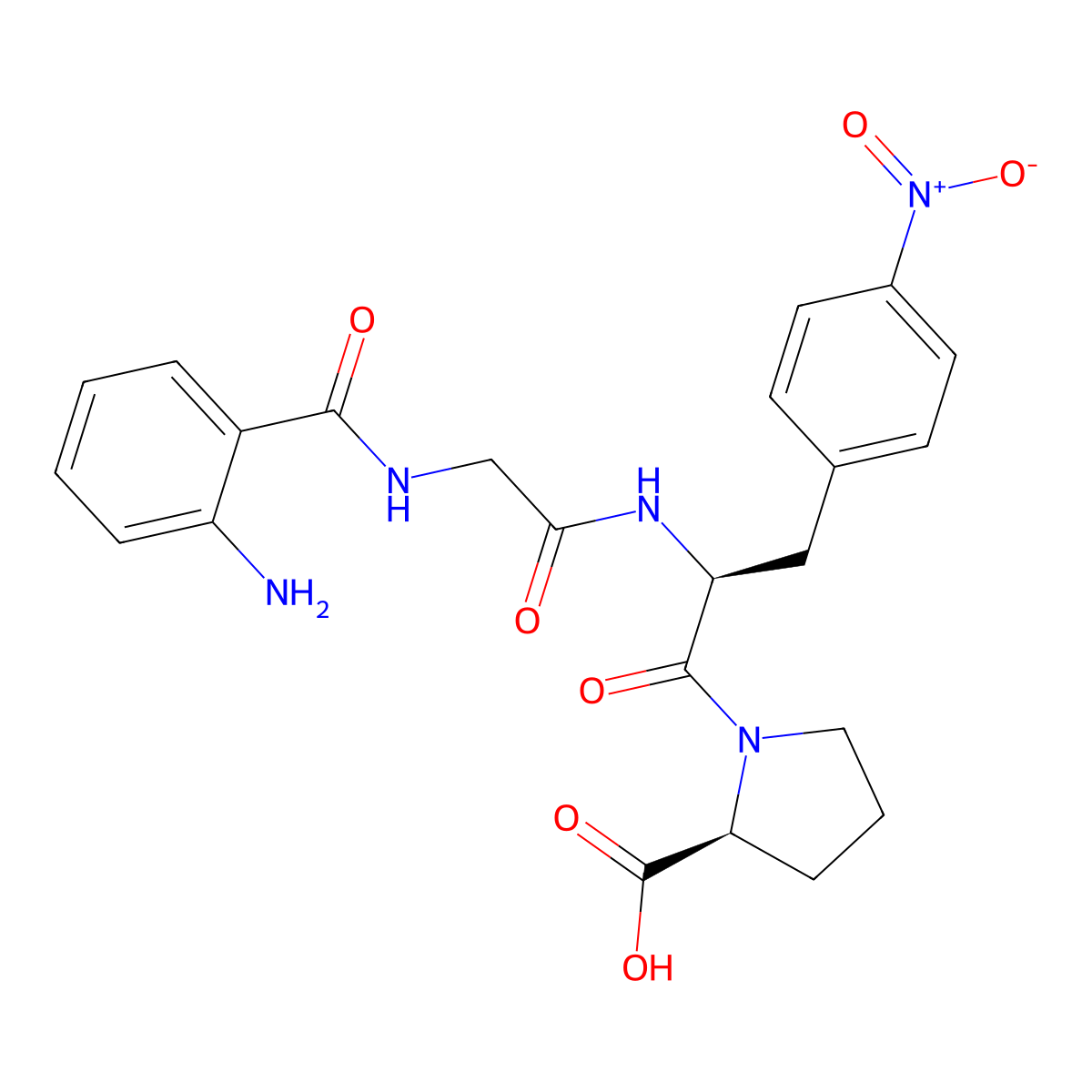 N-(2-Aminobenzoyl)glycyl-4-nitro-L-phenylalanyl-L-proline molecular structure, CAS 67482-93-3