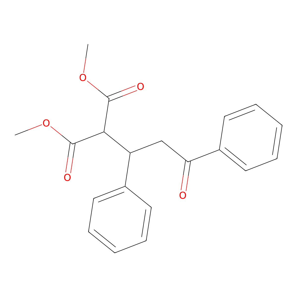 Dimethyl 2-(3-oxo-1,3-diphenyl-propyl)propanedioate molecular structure, CAS 67488-98-6
