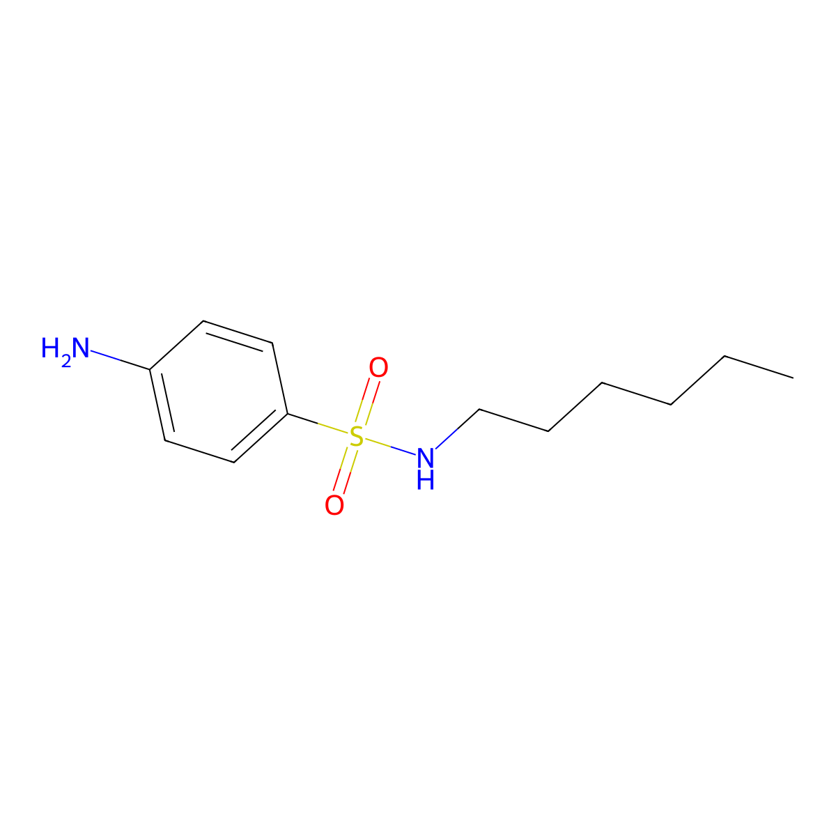 Benzenesulfonamide, 4-amino-N-hexyl- molecular structure, CAS 67491-88-7