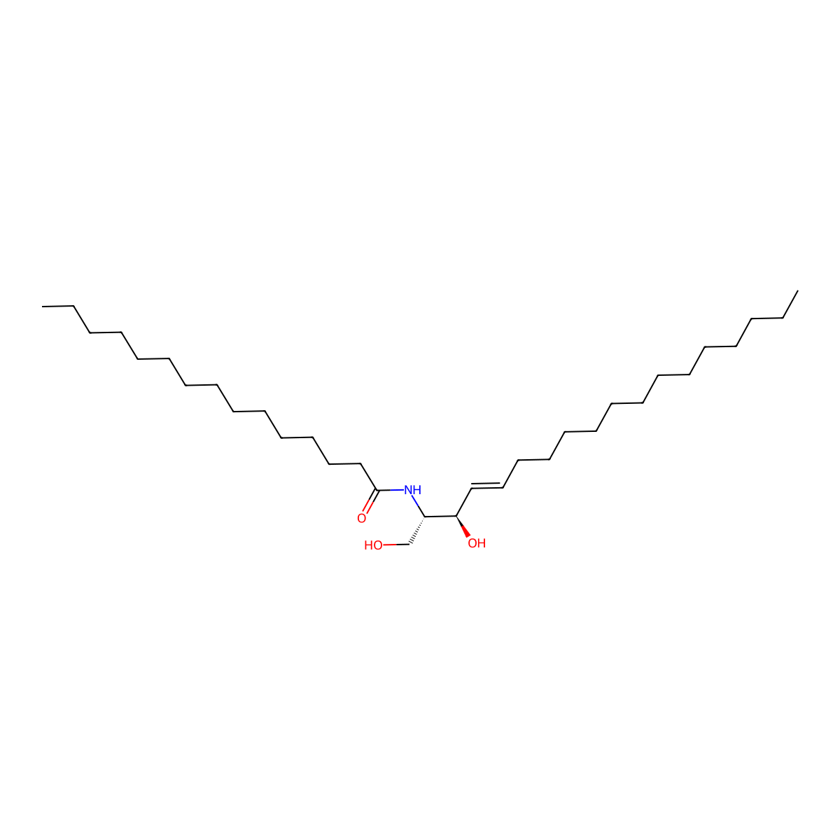 N-[(1S,2R,3E)-2-hydroxy-1-(hydroxymethyl)-3-heptadecen-1-yl]-pentadecanamide molecular structure, CAS 67492-15-3