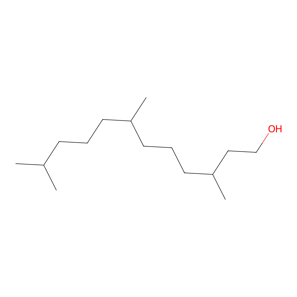 3,7,11-Trimethyl-1-dodecanol molecular structure, CAS 6750-34-1