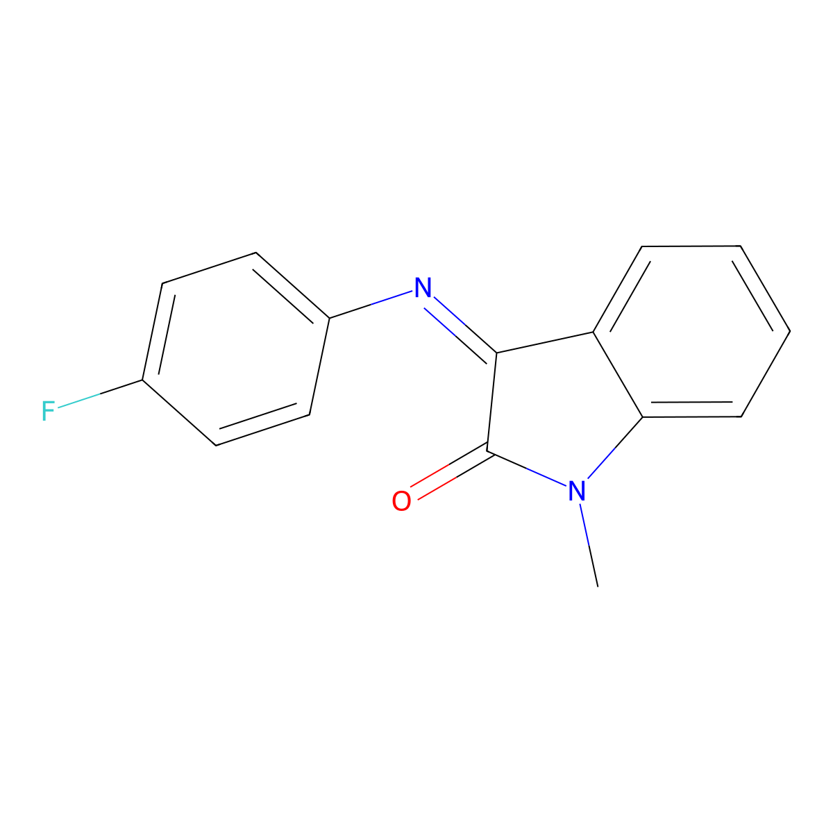 3-[(4-fluorophenyl)imino]-1-methyl-1,3-dihydro-2H-indol-2-one molecular structure, CAS 67502-94-7