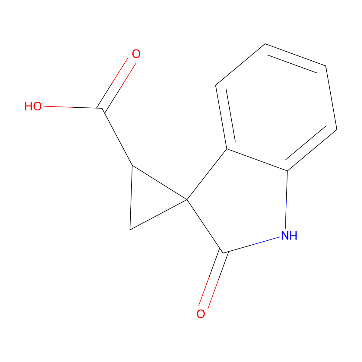 2'-Oxo-1',2'-dihydrospiro(cyclopropane-1,3'-indole)-3-carboxylic acid molecular structure, CAS 67503-08-6