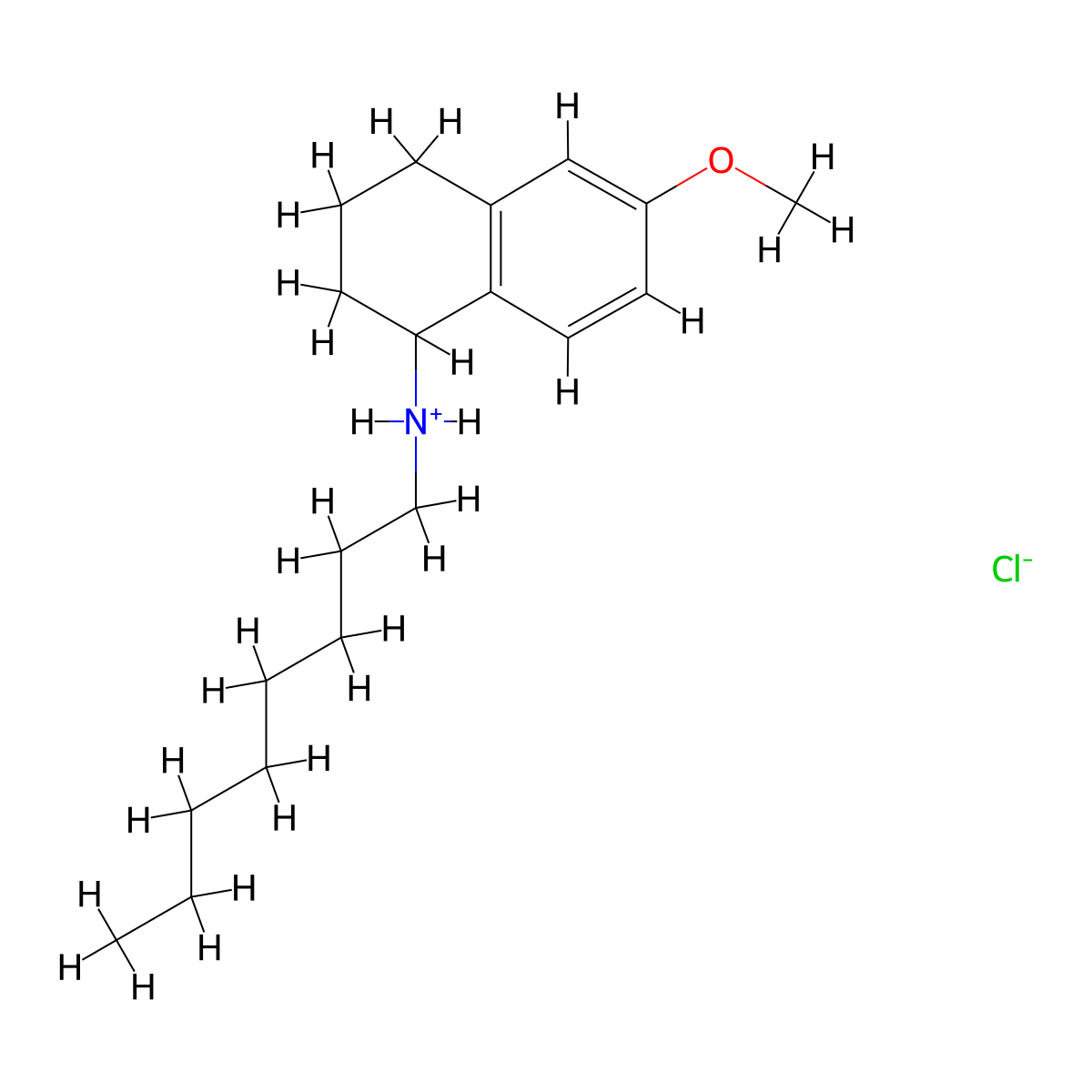 1-Naphthylamine, 1,2,3,4-tetrahydro-6-methoxy-N-octyl-, hydrochloride molecular structure, CAS 67510-76-3