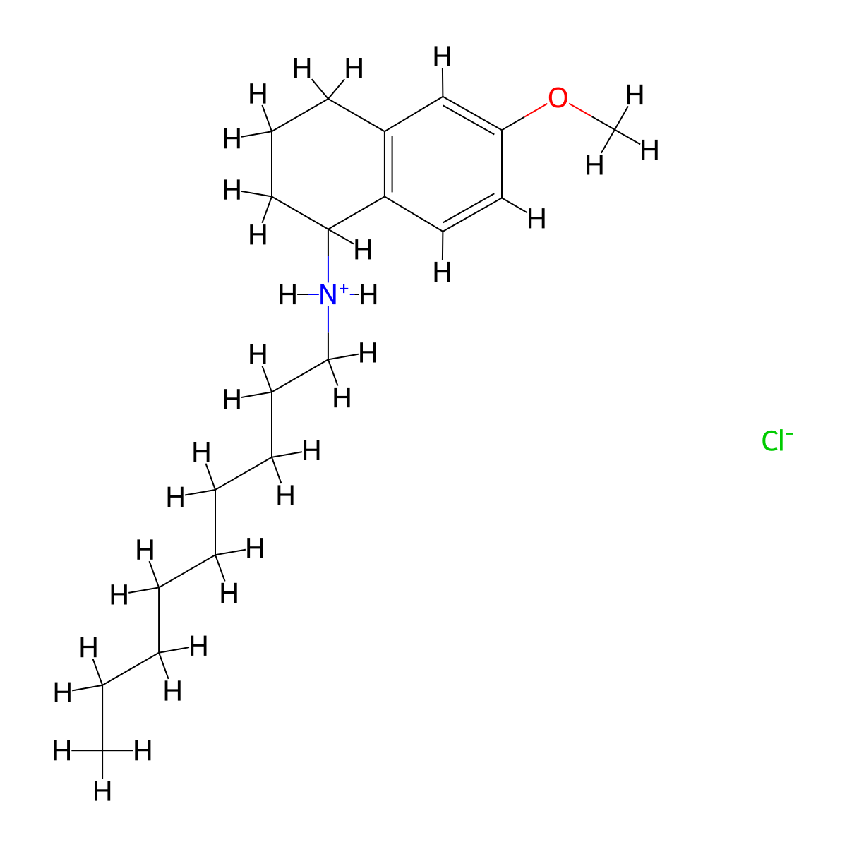 1-Naphthylamine, 1,2,3,4-tetrahydro-6-methoxy-N-nonyl-, hydrochloride molecular structure, CAS 67510-77-4