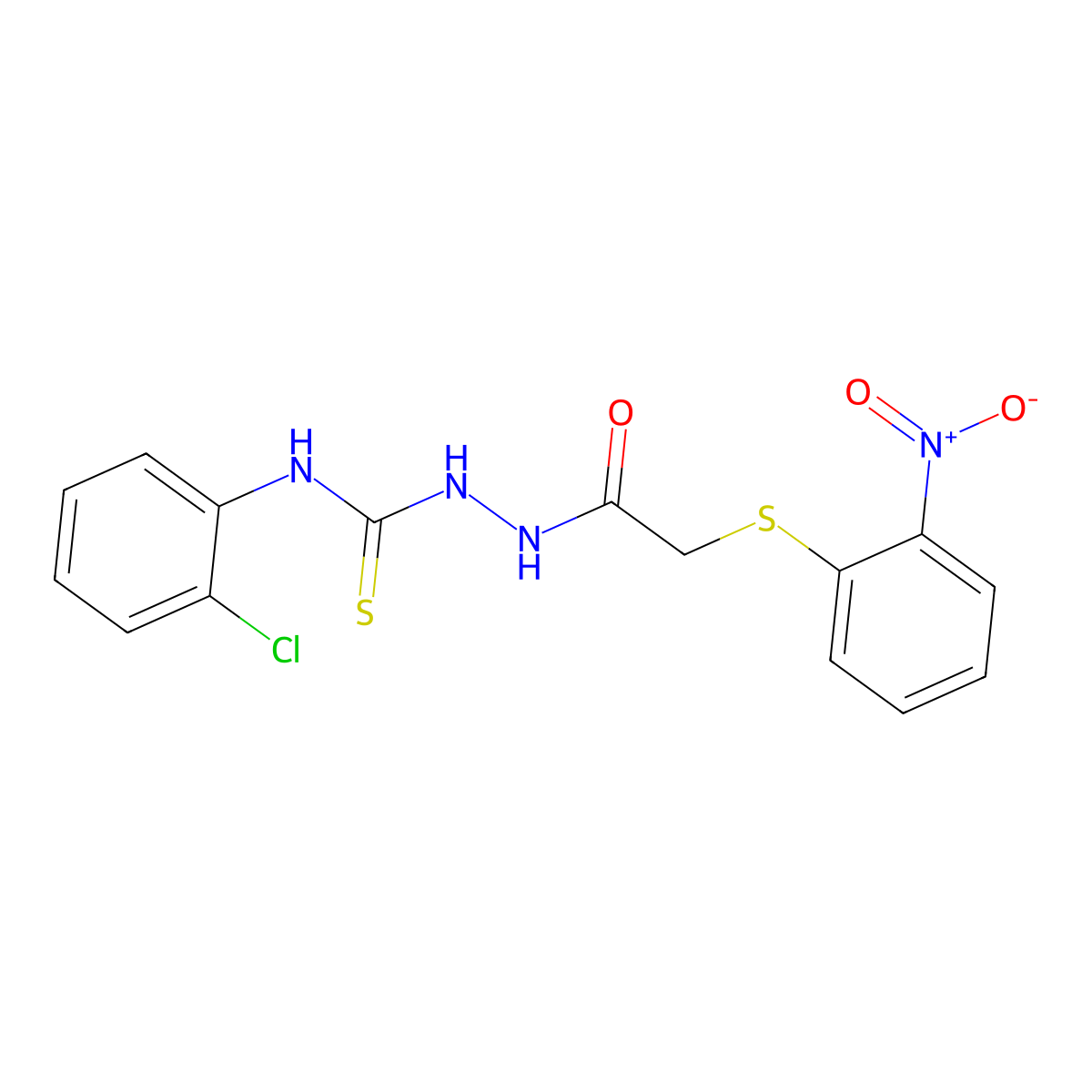 N1-(2-chlorophenyl)-2-{2-[(2-nitrophenyl)thio]acetyl}hydrazine-1-carbothioamide molecular structure, CAS 675104-36-6