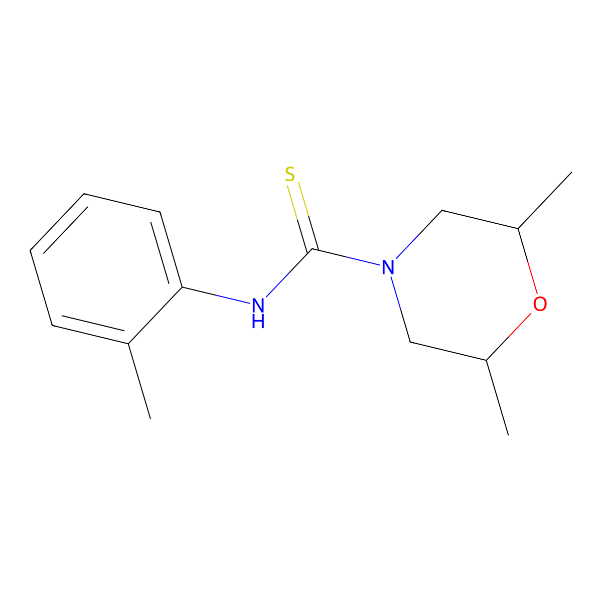 2,6-dimethyl-N-(2-methylphenyl)morpholine-4-carbothioamide molecular structure, CAS 675105-09-6