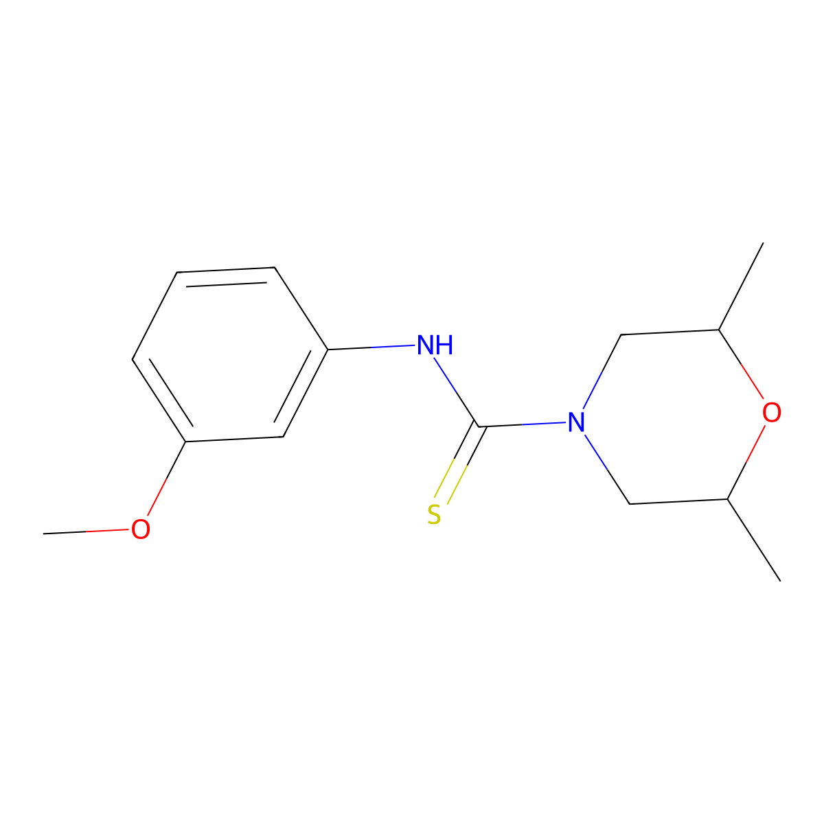 N-(3-methoxyphenyl)-2,6-dimethylmorpholine-4-carbothioamide molecular structure, CAS 675105-10-9