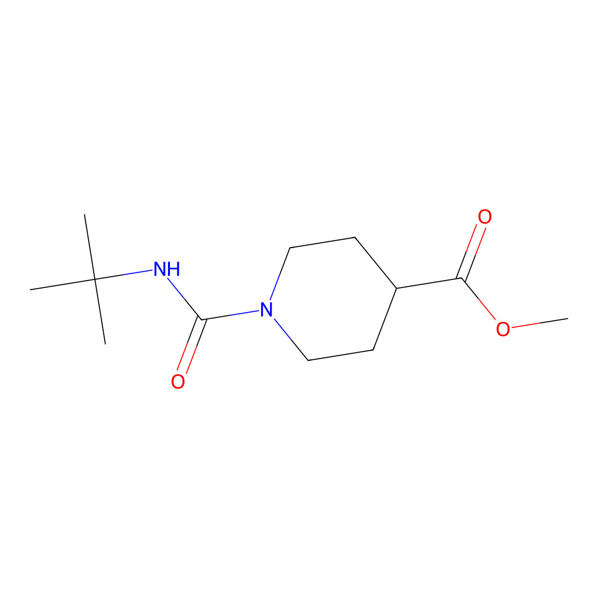 Methyl 1-(tert-butylcarbamoyl)piperidine-4-carboxylate molecular structure, CAS 675121-22-9