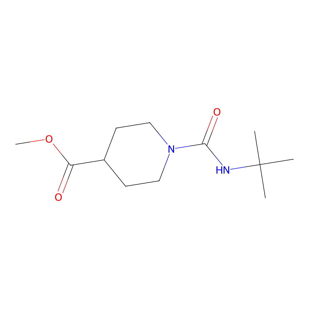Methyl 1-(tert-butylcarbamoyl)piperidine-4-carboxylate molecular structure, CAS 675121-22-9