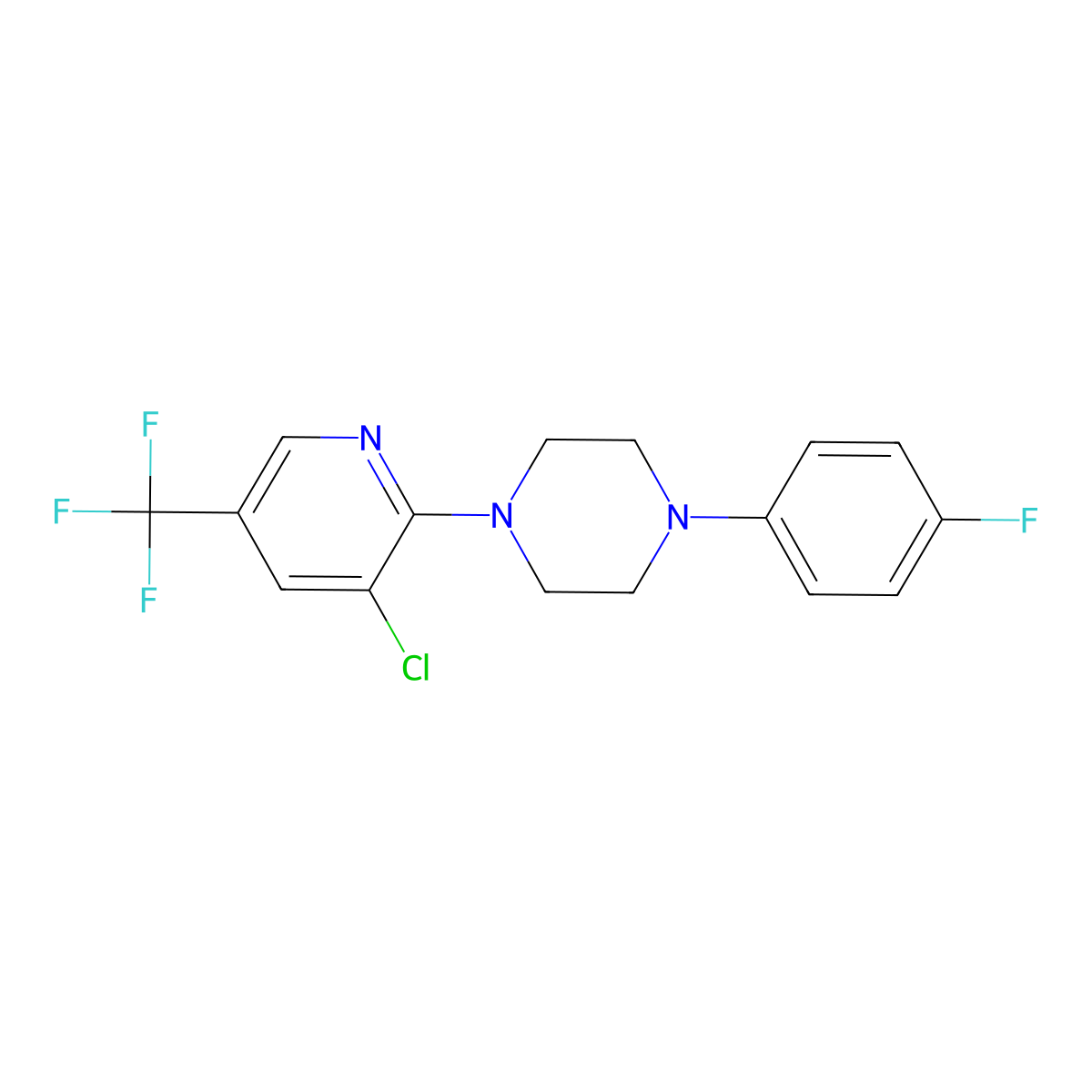 1-[3-Chloro-5-(trifluoromethyl)pyridin-2-yl]-4-(4-fluorophenyl)piperazine molecular structure, CAS 675121-29-6