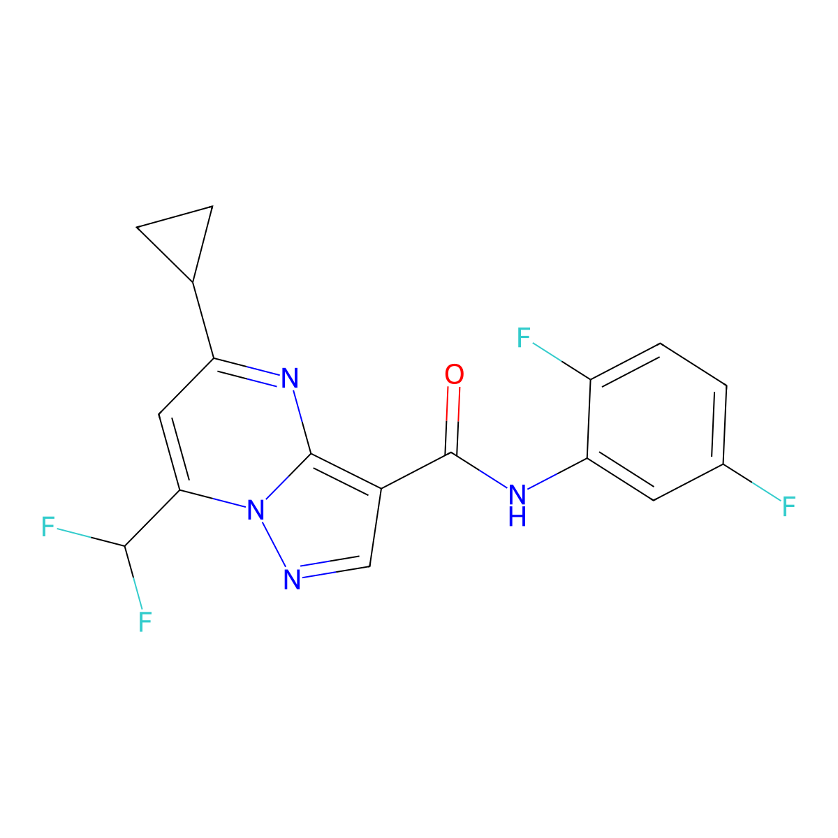 5-cyclopropyl-7-(difluoromethyl)-N-(2,5-difluorophenyl)pyrazolo[1,5-a]pyrimidine-3-carboxamide molecular structure, CAS 675121-55-8