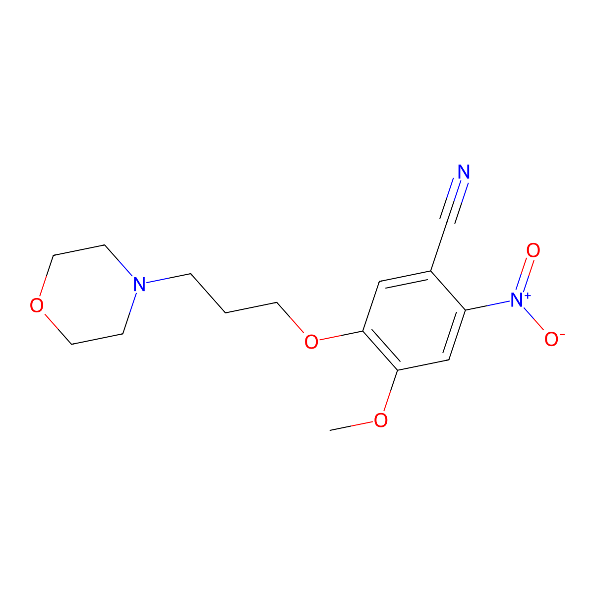 4-Methoxy-5-[3-(4-morpholinyl)propoxy]-2-nitrobenzonitrile molecular structure, CAS 675126-26-8