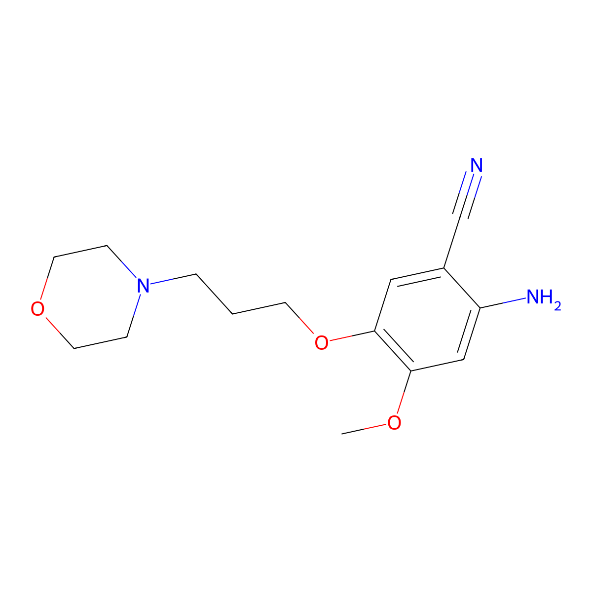 2-Amino-4-methoxy-5-(3-morpholinopropoxy)benzonitrile molecular structure, CAS 675126-27-9