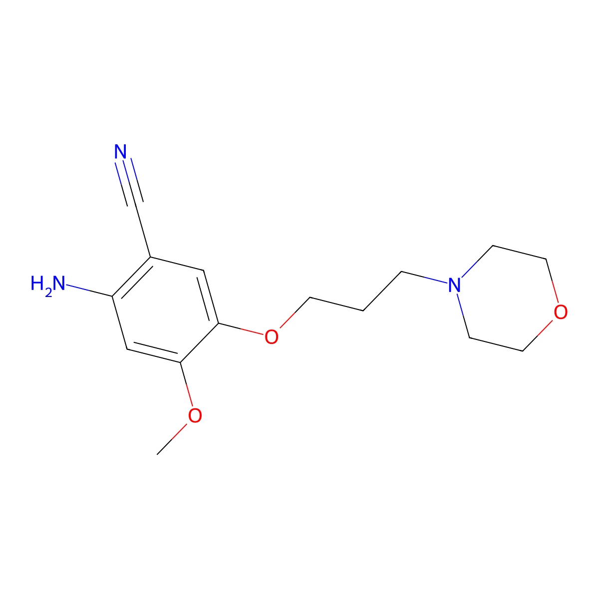 2-Amino-4-methoxy-5-(3-morpholinopropoxy)benzonitrile molecular structure, CAS 675126-27-9