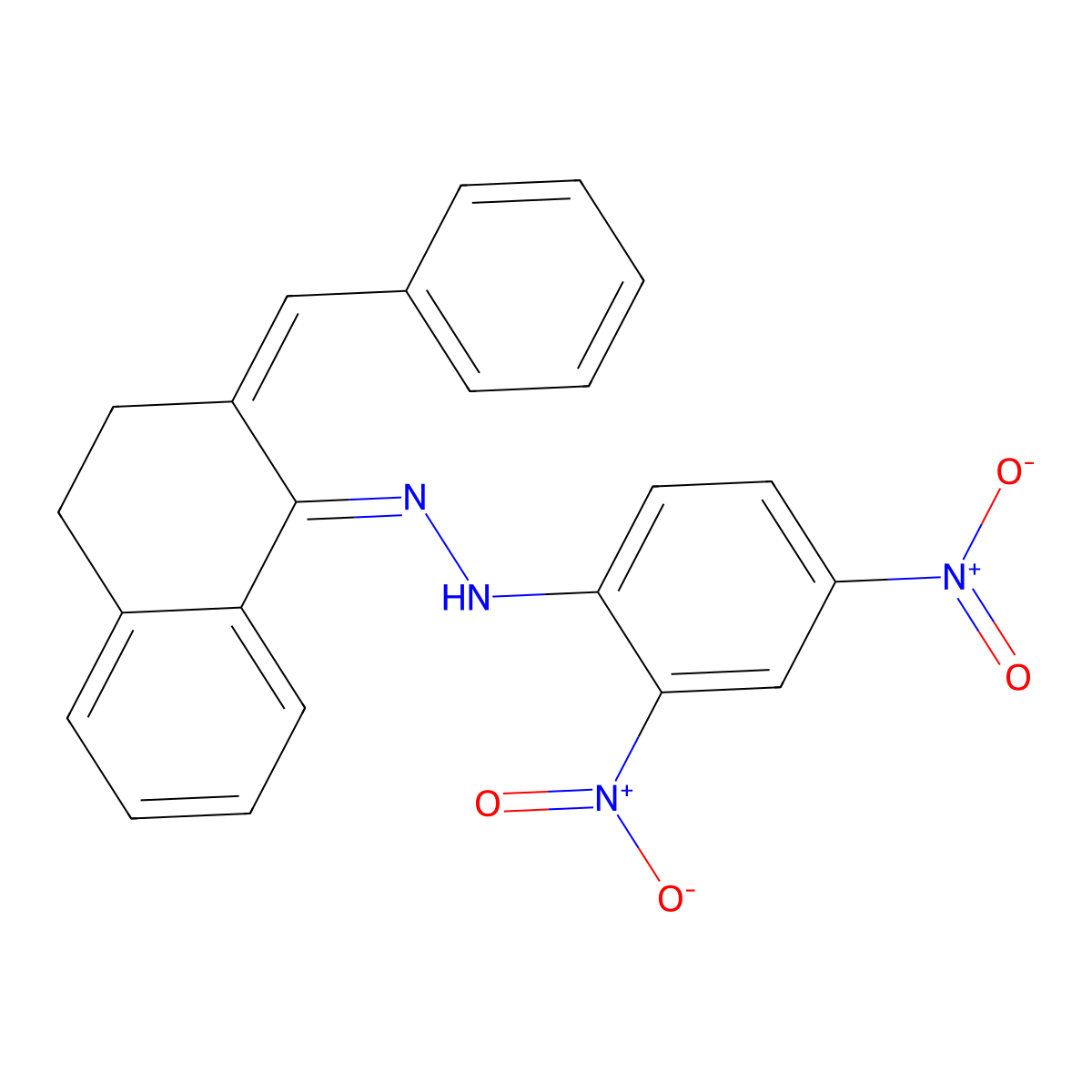 1(2H)-Naphthalenone, 3,4-dihydro-2-(phenylmethylene)-, 2-(2,4-dinitrophenyl)hydrazone molecular structure, CAS 675128-11-7