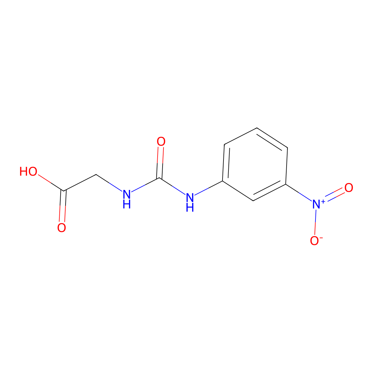 2-(((3-Nitrophenyl)carbamoyl)amino)acetic acid molecular structure, CAS 67513-14-8