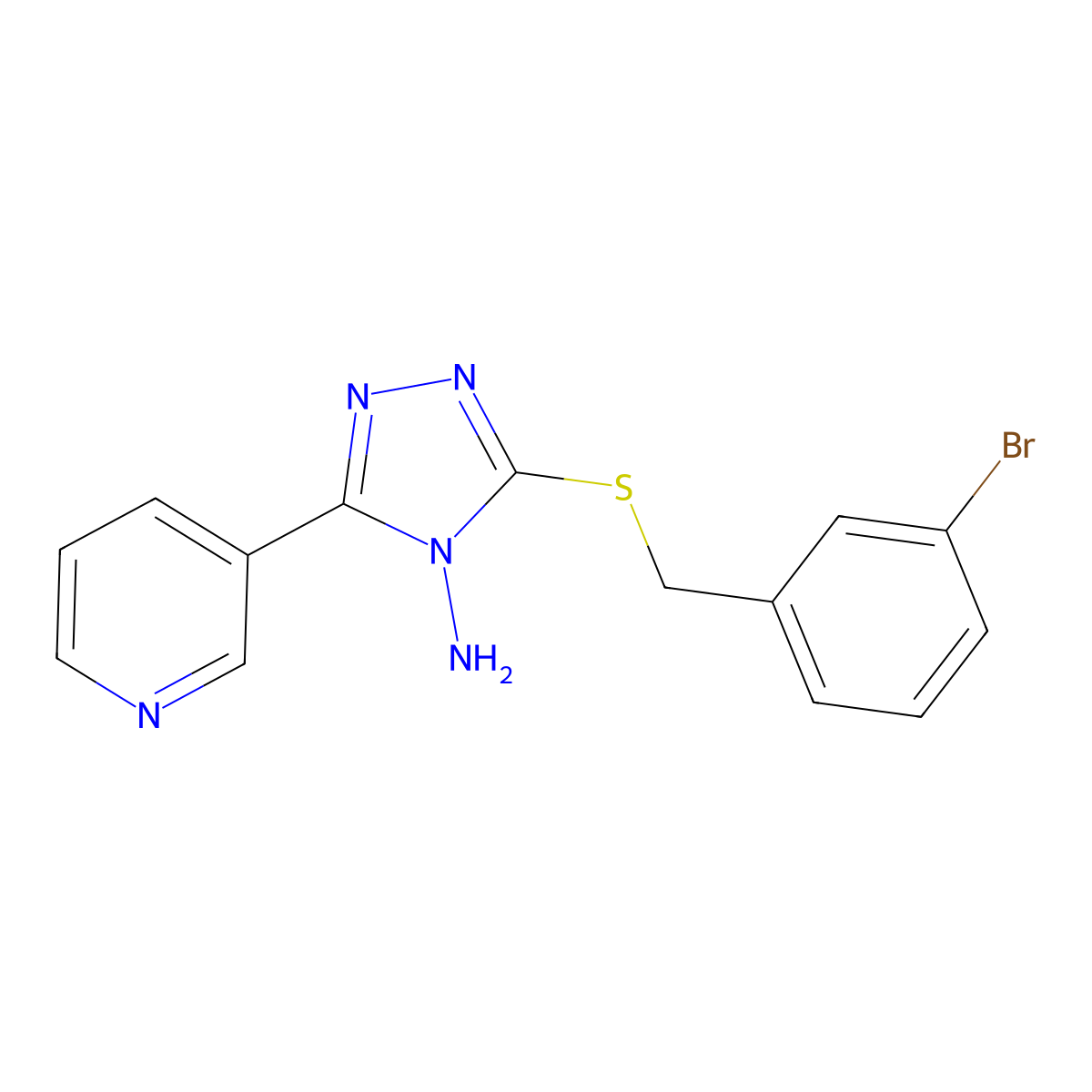 3-(3-Bromo-benzylsulfanyl)-5-pyridin-3-yl-[1,2,4]triazol-4-ylamine molecular structure, CAS 675130-96-8