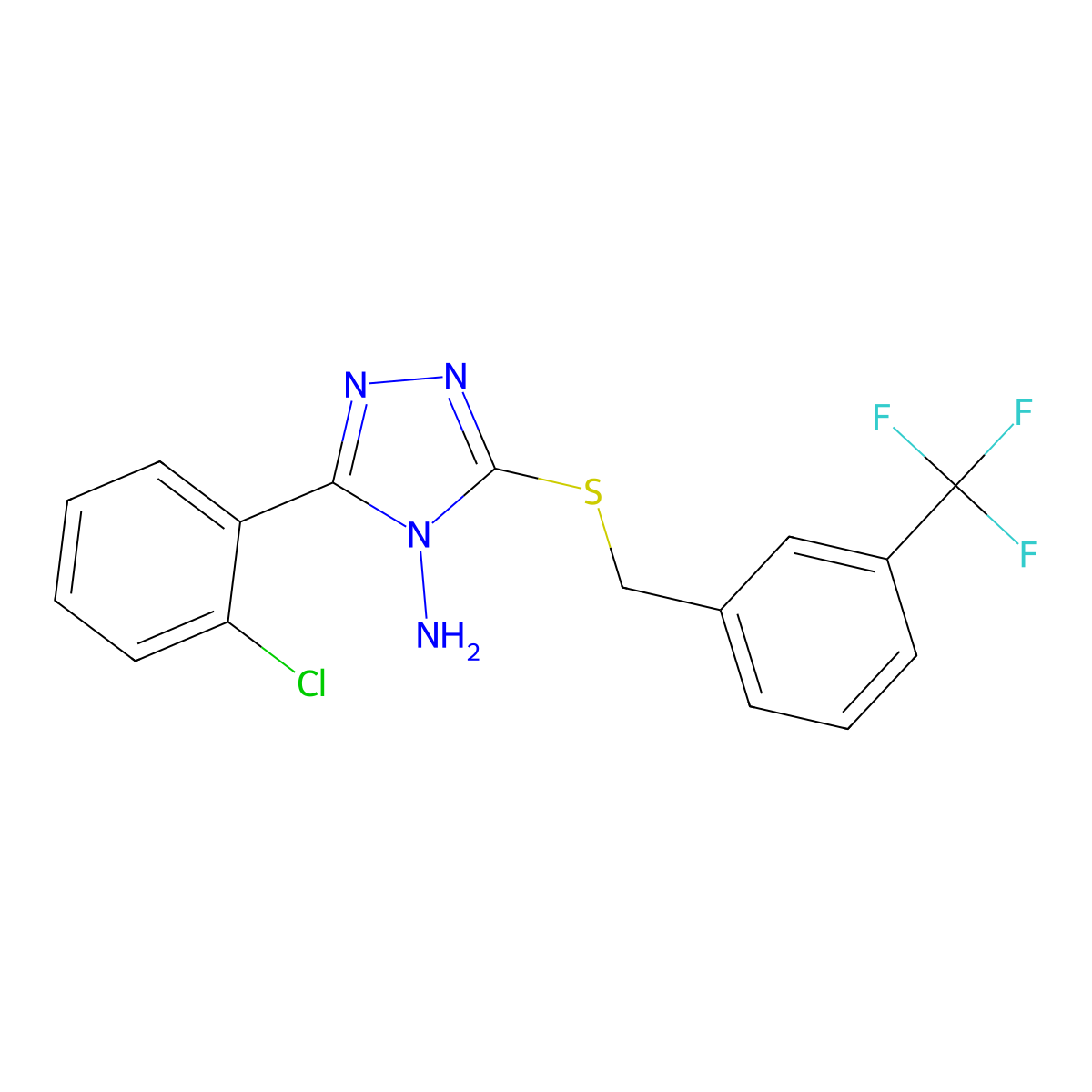 3-(2-chlorophenyl)-5-{[3-(trifluoromethyl)benzyl]sulfanyl}-4H-1,2,4-triazol-4-amine molecular structure, CAS 675131-74-5