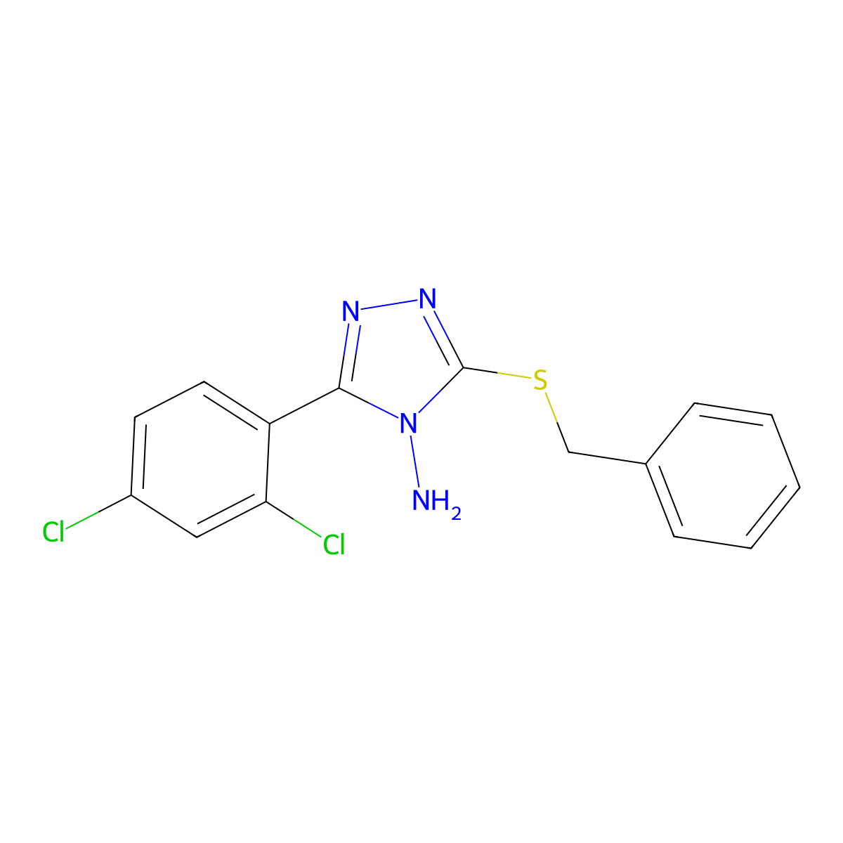 3-(benzylsulfanyl)-5-(2,4-dichlorophenyl)-4H-1,2,4-triazol-4-amine molecular structure, CAS 675132-03-3