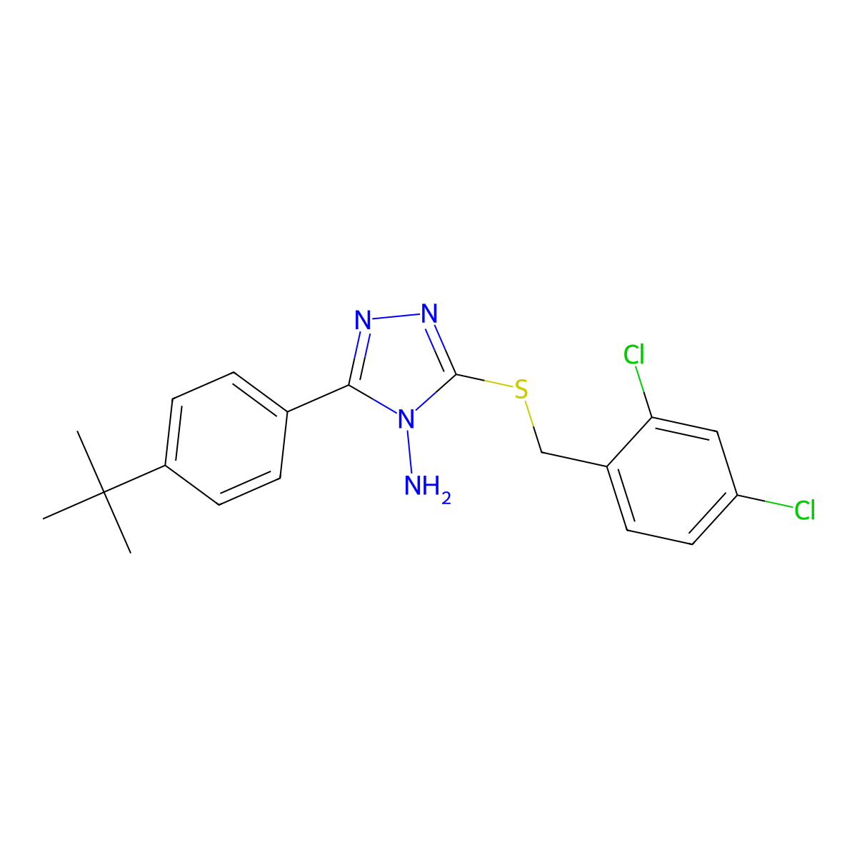 3-(4-tert-butylphenyl)-5-[(2,4-dichlorobenzyl)sulfanyl]-4H-1,2,4-triazol-4-amine molecular structure, CAS 675132-25-9