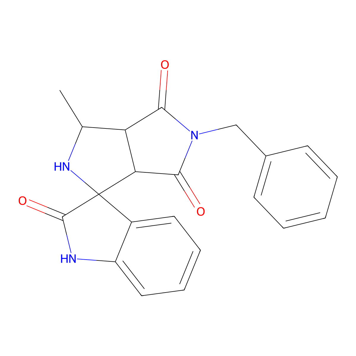2,3-Dihydroindole-2-one-3-spiro-2'-(7'-benzyl-6',8'-dioxo-5-methyl-3,7-diazabicyclo[3.3.0]octane) molecular structure, CAS 675140-02-0