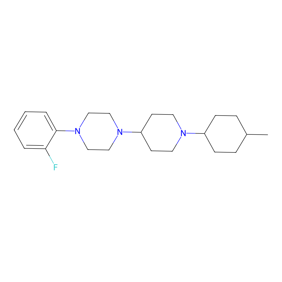 1-(2-Fluorophenyl)-4-[1-(4-methylcyclohexyl)piperidin-4-yl]piperazine molecular structure, CAS 675141-58-9