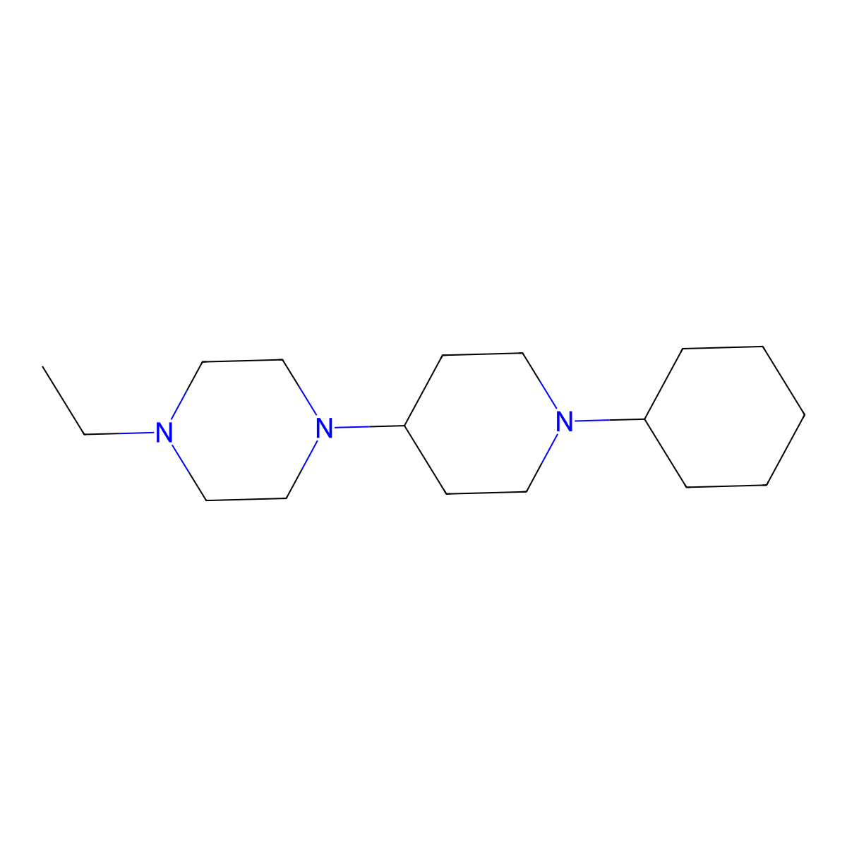 1-(1-Cyclohexyl-4-piperidinyl)-4-ethylpiperazine molecular structure, CAS 675141-68-1
