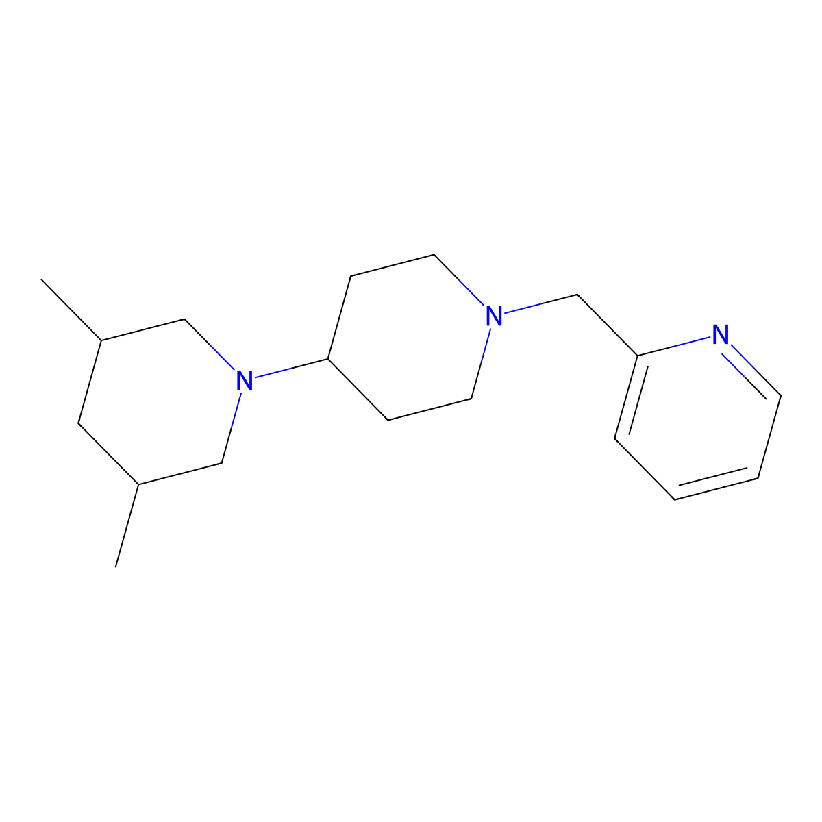 3,5-Dimethyl-1'-(pyridin-2-ylmethyl)-1,4'-bipiperidine molecular structure, CAS 675141-83-0