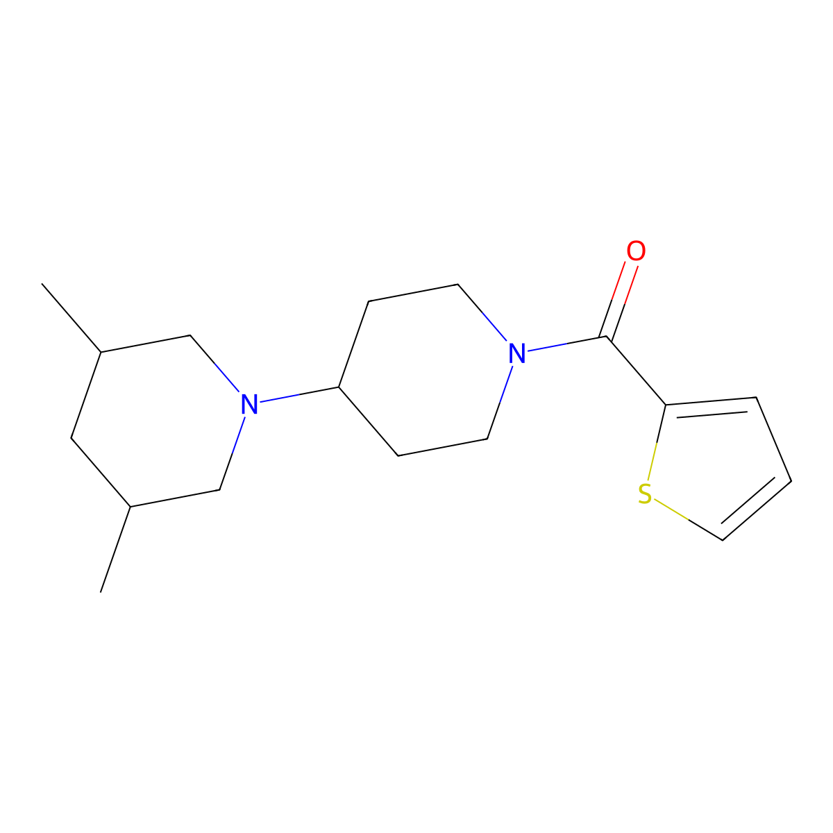 [4-(3,5-Dimethylpiperidin-1-yl)piperidin-1-yl]-thiophen-2-ylmethanone molecular structure, CAS 675141-84-1