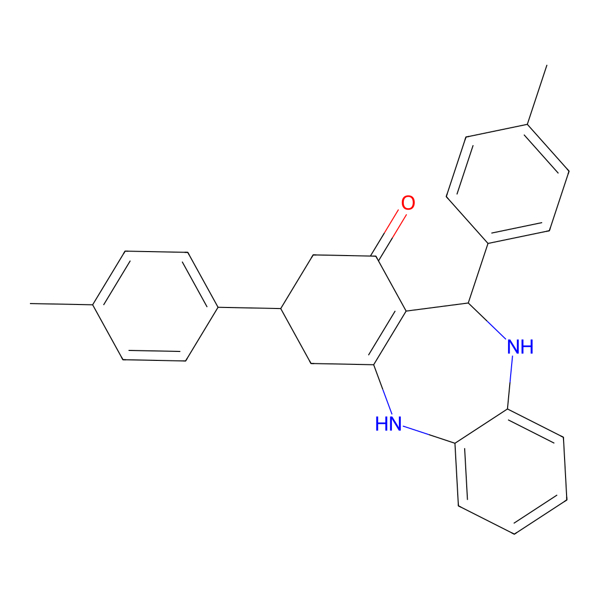 6,9-Bis(p-tolyl)-5,6,8,9,10,11-hexahydrobenzo[b][1,4]benzodiazepin-7-one molecular structure, CAS 675142-49-1