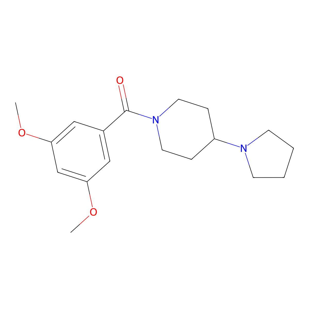 (3,5-Dimethoxyphenyl)-(4-pyrrolidin-1-ylpiperidin-1-yl)methanone molecular structure, CAS 675142-61-7