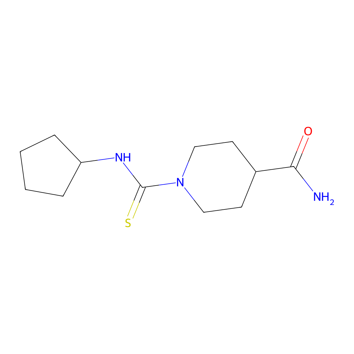 1-(Cyclopentylcarbamothioyl)piperidine-4-carboxamide molecular structure, CAS 675142-66-2