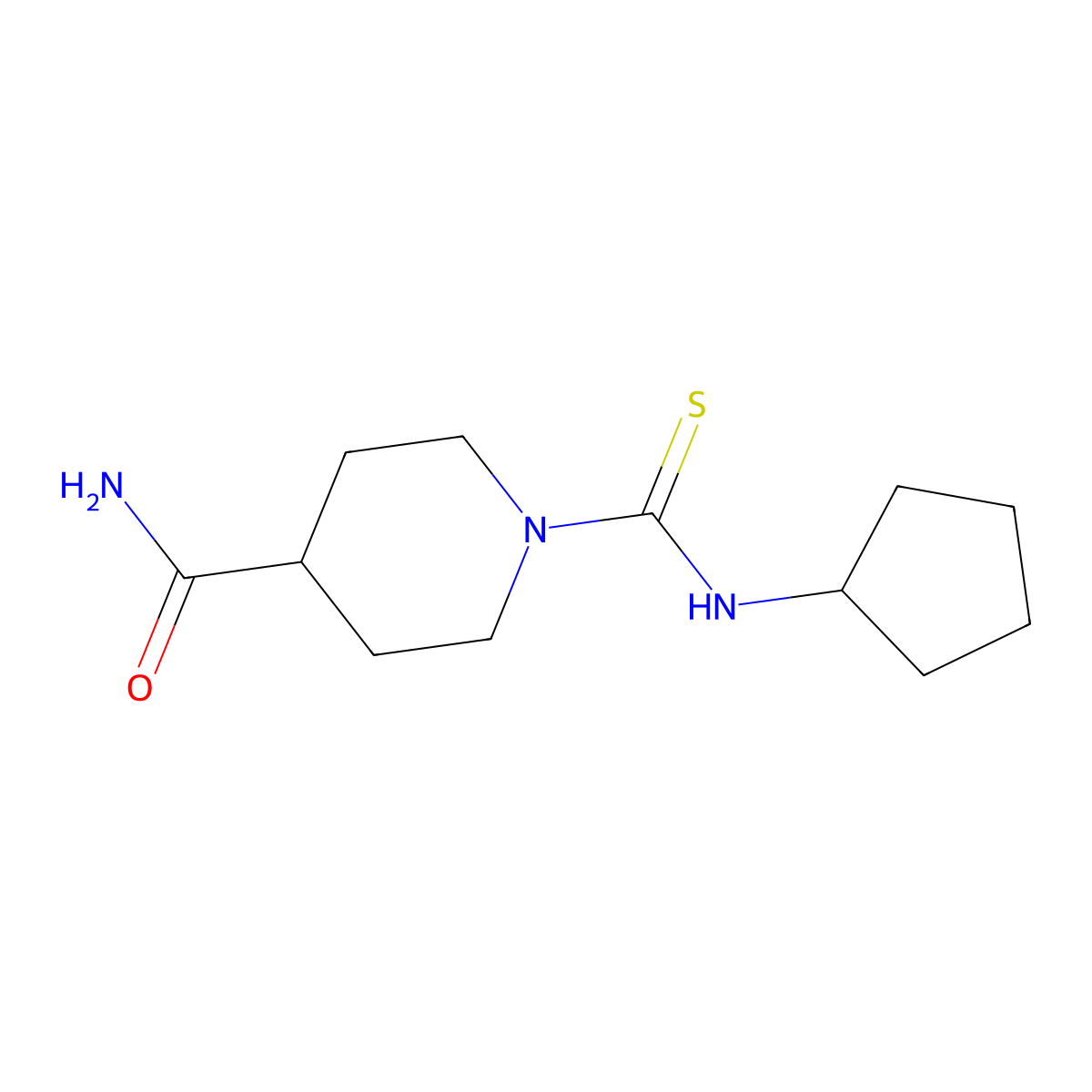 1-(Cyclopentylcarbamothioyl)piperidine-4-carboxamide molecular structure, CAS 675142-66-2