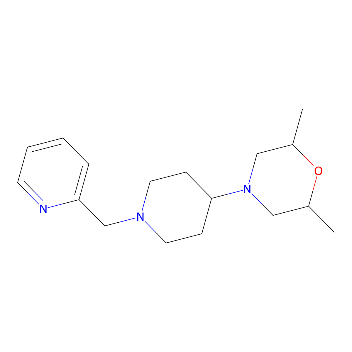 2,6-Dimethyl-4-[1-(pyridin-2-ylmethyl)piperidin-4-yl]morpholine molecular structure, CAS 675143-25-6