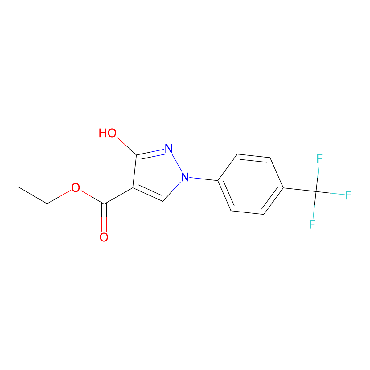 Ethyl 3-hydroxy-1-(4-(trifluoromethyl)phenyl)-1H-pyrazole-4-carboxylate molecular structure, CAS 675148-19-3