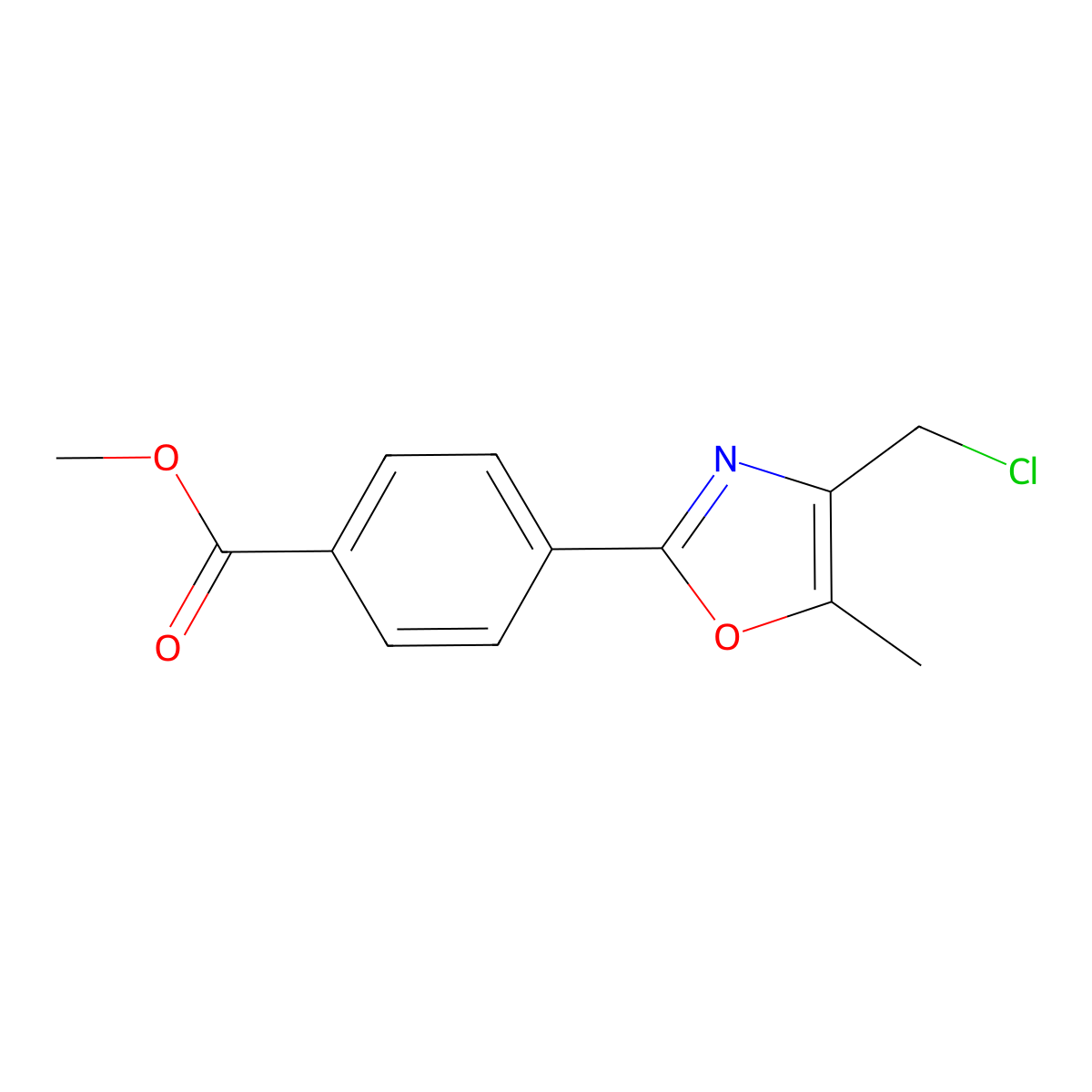 Methyl 4-(4-(chloromethyl)-5-methyloxazol-2-yl)benzoate molecular structure, CAS 675148-38-6