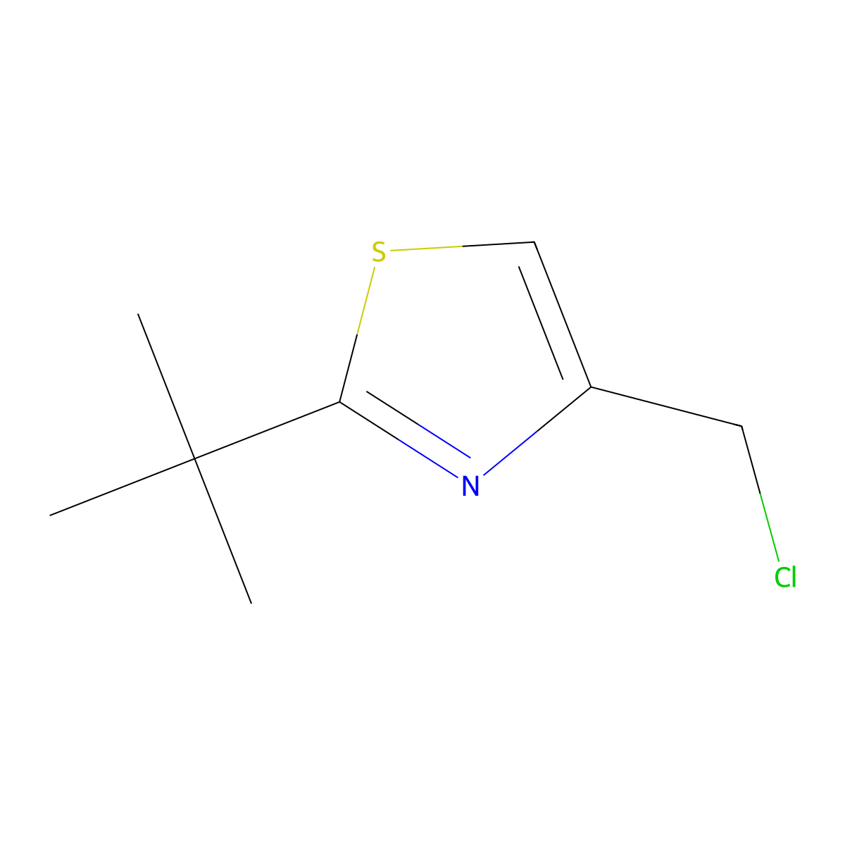 2-Tert-butyl-4-(chloromethyl)-1,3-thiazole molecular structure, CAS 675149-83-4